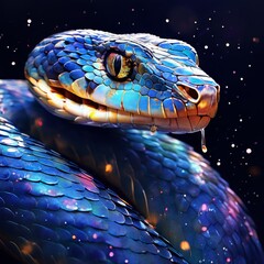 a colorful snake with a vividly patterned scale texture