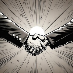 shaking hand. Cartoon sylte. Flat style. Collaboration and teamwork concept. Generated AI