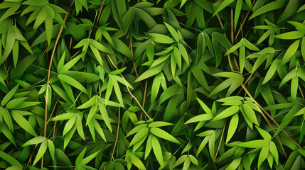 A closeup of green plant leaves bamboo, perfect for nature, gardening, botany, and environmental design projects.