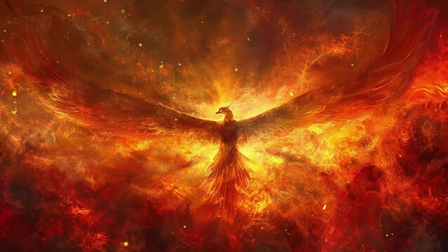 digital painting of a majestic phoenix. seamless looping overlay 4k virtual video animation background