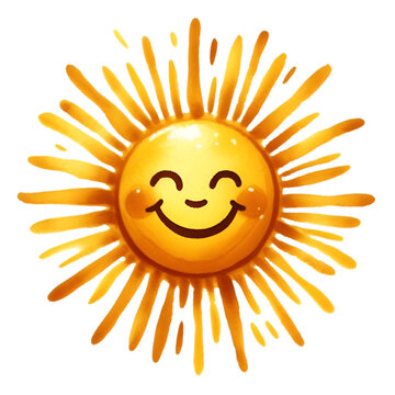 A bright yellow cartoon sun with a big smile radiates sunshine