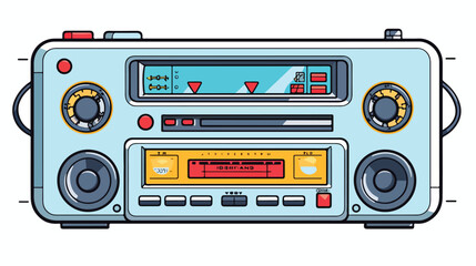 Tape recorder hand drawn in doodle style. vector 