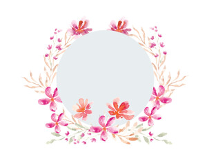 Wild Watercolor Flower and Leaves Wreath