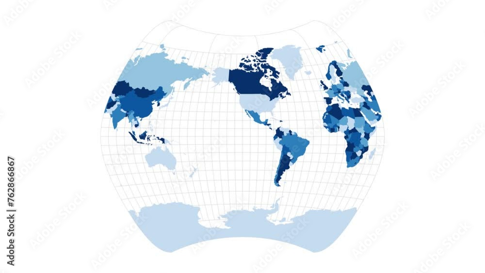 Poster world map. larrivee projection. loopable rotating map of the world. modern footage.