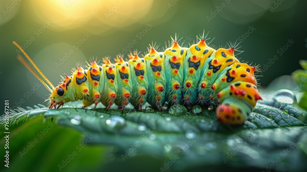 Poster a caterpillar crawls along a leaf representing the humble beginnings and slow process of growth and 