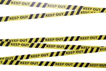 Keep out, police line, Caution lines isolated. Warning tapes. Danger signs.