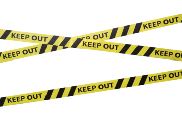 Keep out, police line, Caution lines isolated. Warning tapes. Danger signs.
