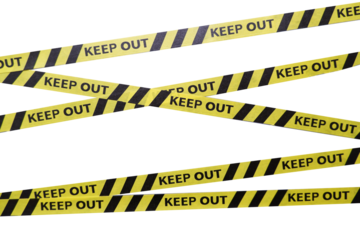 Keep out, police line, Caution lines isolated. Warning tapes. Danger signs.