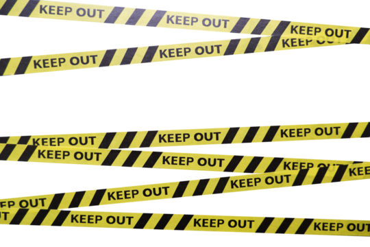 Keep out, police line, Caution lines isolated. Warning tapes. Danger signs.