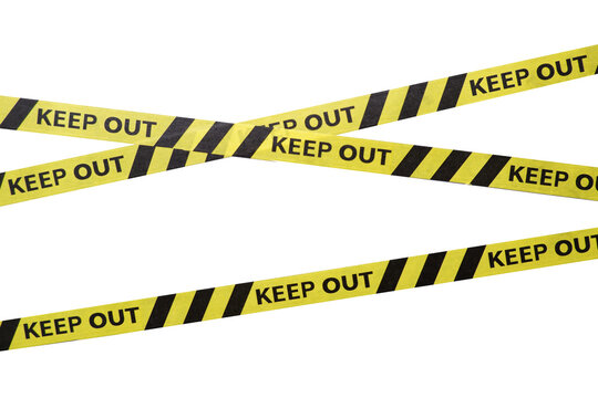 Keep out, police line, Caution lines isolated. Warning tapes. Danger signs.