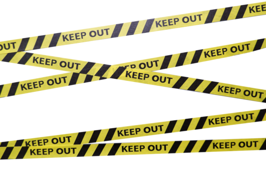 Keep out, police line, Caution lines isolated. Warning tapes. Danger signs.
