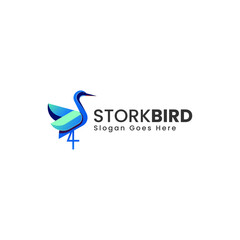 Vector Logo Illustration Stork Gradient Colorful Style