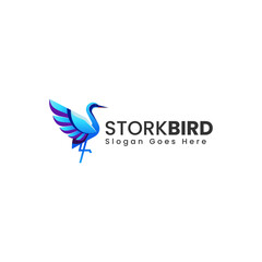 Vector Logo Illustration Stork Gradient Colorful Style