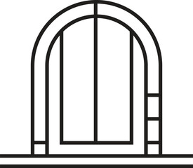 Stone work Doorway Thin Line Icon  Gothic windows outline set. Silhouette of vintage stained glass church frames.