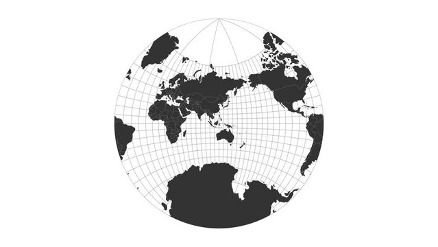 Animated world map in Lagrange projection, highlighting global geography.
