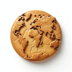A cookie with the world map on it, AI generated photo