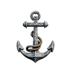 Vintage sea anchor on transparent background. PNG Generative AI © mooxlabs