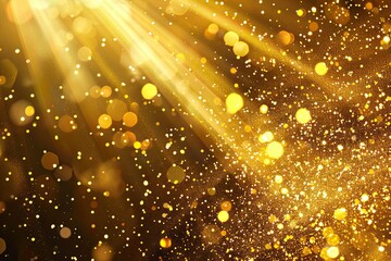 Glittering Gold Particles And Light Beams - Abstract Background