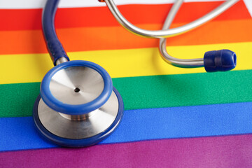 LGBT flag, rainbow color love symbol, pride month in June, vector illustration.