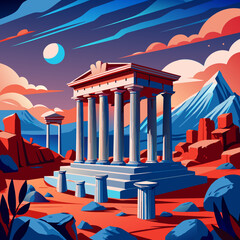 Ancient ruins vector graphic design