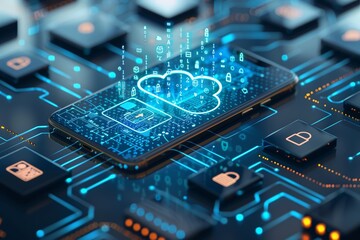 Smartphone of the Future Connecting to Cloud In a Circuit World With Intelligence Endless Innovation.