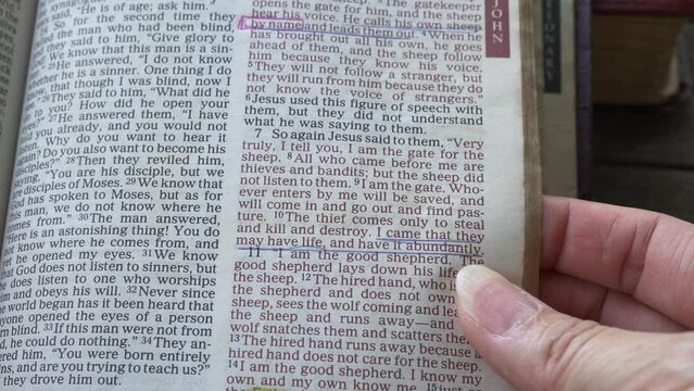 Zoom into the book of John chapter 10 verse 10 of the new testament, Holy Bible.