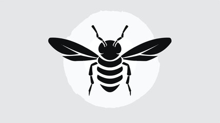 Vector silhouette of wasp head. Black and white log
