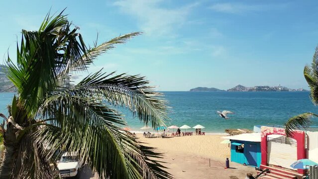 Drone Takeoff Video from Icacos Beach in Acapulco, Capturing Coastal Beauty