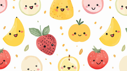 Watercolor fruit seamless pattern. Cute cartoon cha