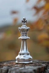 Obraz na płótnie Canvas Silver chess pawn imagining itself as a king