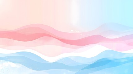 Abstract Waves Art: Serene Pink, Blue, and White Gradient