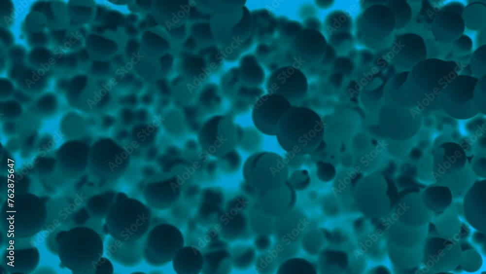 Poster abstract blue bubbles motion background. design. floating abstract blue spherical objects.