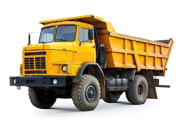 Fototapeta na wymiar Yellow Dump Truck isolated on a white background 