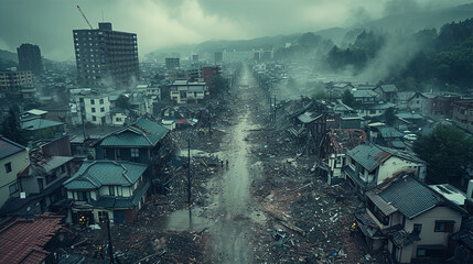 火災・震災・津波・自然災害で被災した被災地の風景