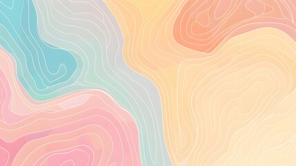 Abstract Pastel Topographic Art: Vibrant Contour Lines in Modern Digital Painting