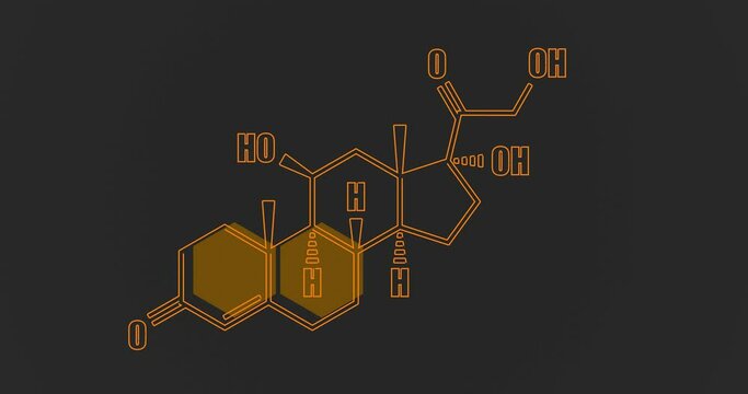 Structural formula of human steroid cortisol hormone