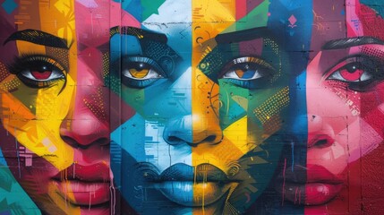Obraz premium Vibrant street art tour in urban alley