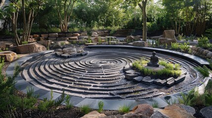 A peace garden dedicated to mental health, offering a serene space for reflection and relaxation
