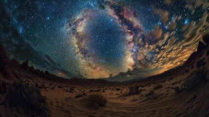 Desert night sky time-lapse photography