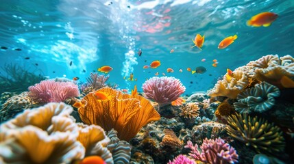Fototapeta na wymiar Underwater coral reef snorkeling discovery