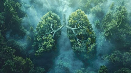 A pair of lungs illustrated by trees, emphasizing the importance of clean air for respiratory health