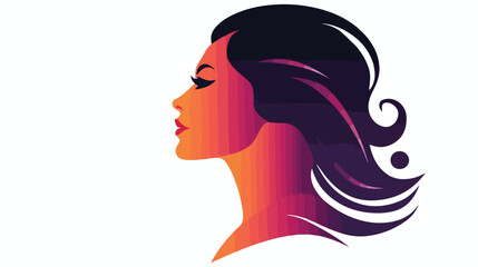 Womans face profile silhouette isolated vecor logo.