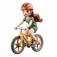 3d render icon of girl cycling cartoon plastic generated AI