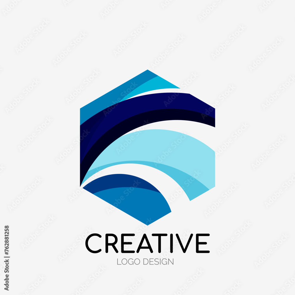 Poster modern abstract logo design. geometric vector art. clean overlapping lines and abstract shapes. perf