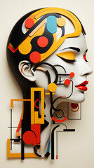 Abstract Geometric Art of a Female Profile

