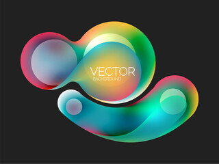 Beautiful flowing round shapes and circles abstract background. Liquid color bubble composition