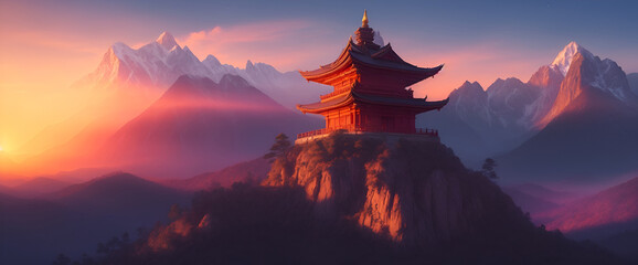 Panoramic ancient city illustration
