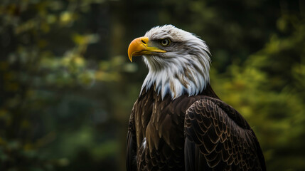 Fototapeta premium A proud American eagle sits on a branch. AI generated