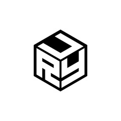 RYU letter logo design with white background in illustrator, cube logo, vector logo, modern alphabet font overlap style. calligraphy designs for logo, Poster, Invitation, etc.