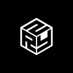 RYZ letter logo design with black background in illustrator, cube logo, vector logo, modern alphabet font overlap style. calligraphy designs for logo, Poster, Invitation, etc. - obrazy, fototapety, plakaty